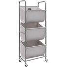 Cesto de roupa suja STORAGE MANIAC 120L com rodas cinza de 3 camadas
