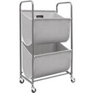 Cesto de roupa suja STORAGE MANIAC 80L com rodas, 2 seções, cinza