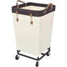 Cesto de roupa suja StorageWorks 160L com rodas em tecido bege