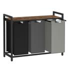Cesto de roupa suja VASAGLE UBLH301X01 com 3 sacos de 40L e prateleira