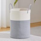 Cesto de roupa suja VIPOSCO Large Woven Rope 72L cinza e branco
