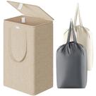 Cesto de roupa suja WOWLIVE 100L com tampa, 2 sacos removíveis de trigo