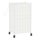 Cesto de roupa suja WOWLIVE com rodas 100L com estrutura de metal branco