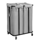 Cesto de roupa suja WOWLIVE Double 170L com rodas e estrutura de aço