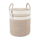 Cesto de Roupa Suja XUANGUO - Trançado em Corda de Algodão - Marrom/Branco