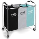 Cesto de roupa suja YUELAN Organizador impermeável de 3 seções 76x41x89cm Cesto de roupa suja YUELAN Organizador impermeável de 3 seções 76x41x89cm