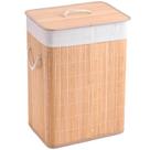 Cesto De Roupas Bambu Retangular Banheiro Lavanderia Duplo