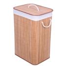 Cesto de Roupas Bambu Retangular Com Tampa 72L Banheiro