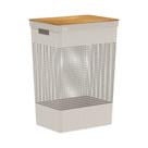 Cesto de Roupas com Tampa de Bambu Grid Bege 49L - Ou