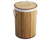 Cesto De Roupas Decorativo Redondo Bambu Natural Resistente Grande Desmontável Forro De Algodão