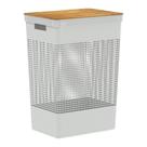 Cesto de Roupas Grid 49L Branco Oceano Tampa em Bambu OU