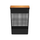 Cesto de roupas grid 49l tampa bambu preto fechado
