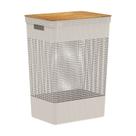 Cesto De Roupas Grid Com Tampa De Bambu 49 Litros