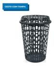 Cesto De Roupas Multiuso Telado Com Tampa Roupeiro 60l Preto Cesto De Roupas Multiuso Telado Com Tampa Roupeiro 60l Preto