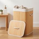 Cesto de Roupas Organizador Elegante com Tampa e Alça de Bambu 70 Litros Cesto de Roupas Organizador Elegante com Tampa e Alça de Bambu 70 Litros