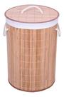 Cesto De Roupas Redondo Bambu Claro Tampa 47 Litros
