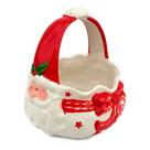 Cesto Decor Papai Noel Cerâmica Vermelho/Branco 16,5x10x17,50cm