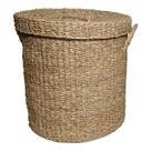Cesto Decorativo Multiuso Redondo Inhambu Fibra Natural Seagrass Tampa Decoração