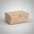 Cesto Decorativo Organizador Multiuso Em Fibra Natural Com Tampa Estilo Baú 37cm