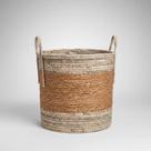 Cesto Decorativo Organizador Multiuso Em Fibra Natural Redondo Alto 35cm