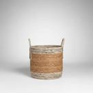 Cesto Decorativo Organizador Multiuso Em Fibra Natural Redondo Alto 40cm