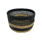 Cesto Decorativo Preto Fibra Natural Vazado Impecavel