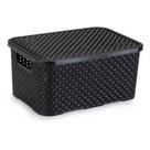 Cesto Eco Organizador Rattan Com Tampa Preto PP - Nitron