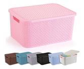 Cesto Eco Organizador Rattan Médio Com Tampa