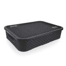 Cesto Eco Rattan Preto Com Tampa Baixo Grande Nitron