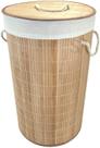 Cesto Em Bambu Redondo 36cm x 60cm Com Tampa Forrado Mek Jolitex