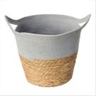 Cesto Fibra Natural Algodão Cinza Com Alça 33X28 CM Cesto Fibra Natural Algodão Cinza Com Alça 33X28 CM