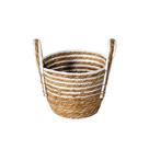 Cesto Fibra Natural Palha e Branco com Alça 20cm x 23cm - Paramount