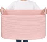 Cesto Grande para Mantas de Algodón Goodpick 55x38x30 cm Rosa