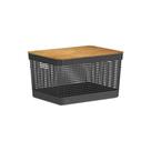 Cesto Grid com Tampa de Bambu 20L Preto Ou Cesto Grid com Tampa de Bambu 20L Preto Ou