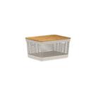 Cesto Grid com Tampa de Bambu 8L Bege Ou Cesto Grid com Tampa de Bambu 8L Bege Ou