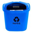 Cesto Individual Coleta Seletiva 40 L Para Poste Ou Parede Azul