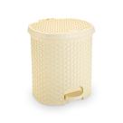 Cesto Lixeira 6 Litros C/ Pedal Rattan Bege Banheiro Quarto