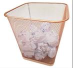 Cesto Lixeira Retangular Metal Aramado Rose Gold 12L