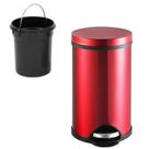 Cesto lixo vermelho inoxidável removível com pedal redonda luxo Cesto lixo vermelho inoxidável removível com pedal redonda luxo