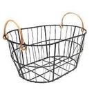 Cesto Metal Oval Preto c/ Alça Rose Gold