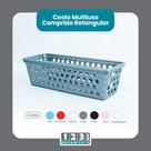 Cesto Multiuso Comprido Retangular Cinza 28x11x8 Cm 123Organizei