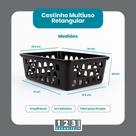 Cesto Multiuso Organizador Médio Preto 20x15,5x6,5Cm