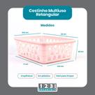 Cesto Multiuso Organizador Médio Rosa 20x15,5x6,5Cm