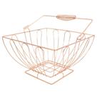 Cesto Multiuso Porta Frutas Aço Inox Rosé Quadrado Fruteira Com Alça 23cm