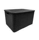 Cesto organizador caixa organizadora retangular preta com alça multiuso para armazenar pequena