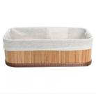 Cesto Organizador com Forro Tecido 25x15x8cm Retangular Bambu Natural Cesto Organizador com Forro Tecido 25x15x8cm Retangular Bambu Natural