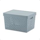 Cesto Organizador Com Tampa 39X29X24CM Quadrata Cinza