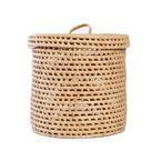 Cesto Organizador De Palha Natural Com Tampa 30x30x30