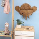 cesto organizador de parede 60cm elefante textura palha rattan - Oikos