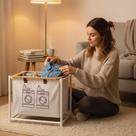 Cesto Organizador de Roupa Multiuso Grande 60L Plástico Resistente Branco com Tampa